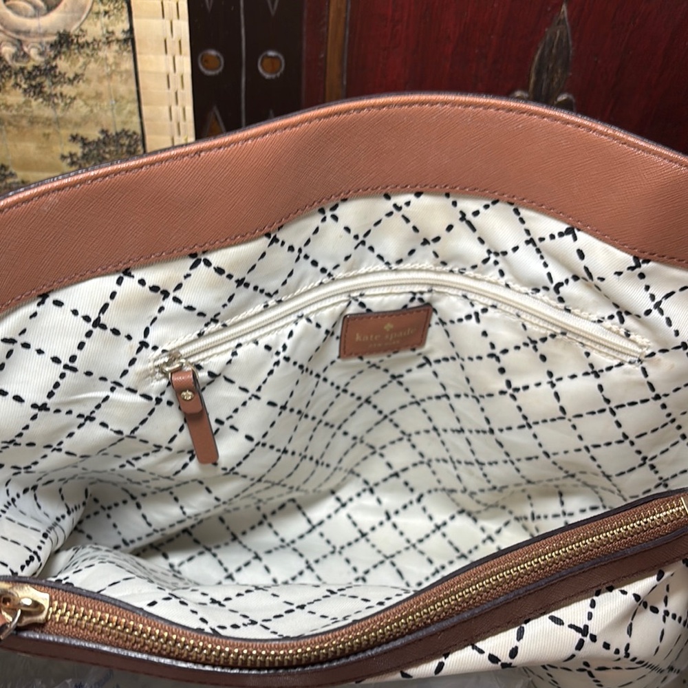 Kate Spade Tote Tan Dune Safiano Leather Ariel Structured Design and Dust Bag - Picture 12 of 17